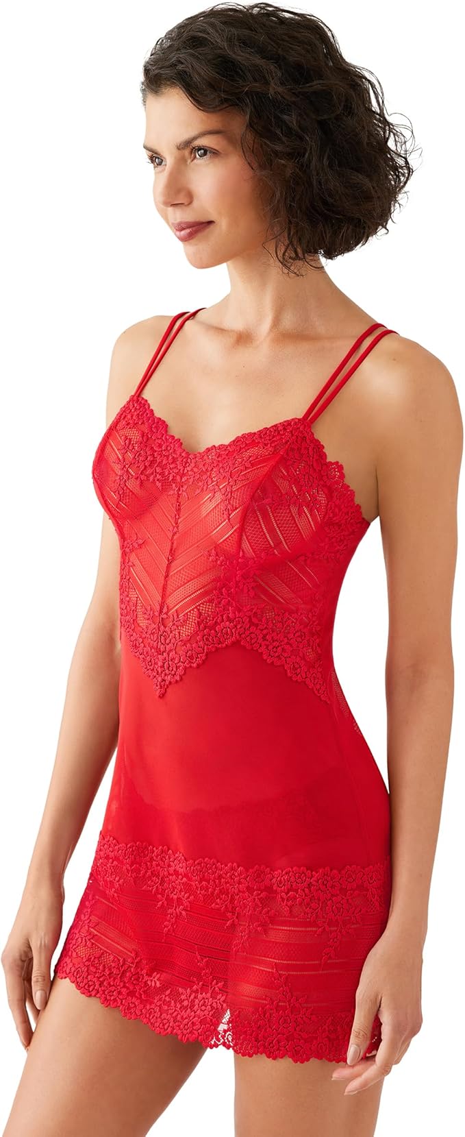 Wacoal Embrace Lace Chemise- Equestrian Red, White