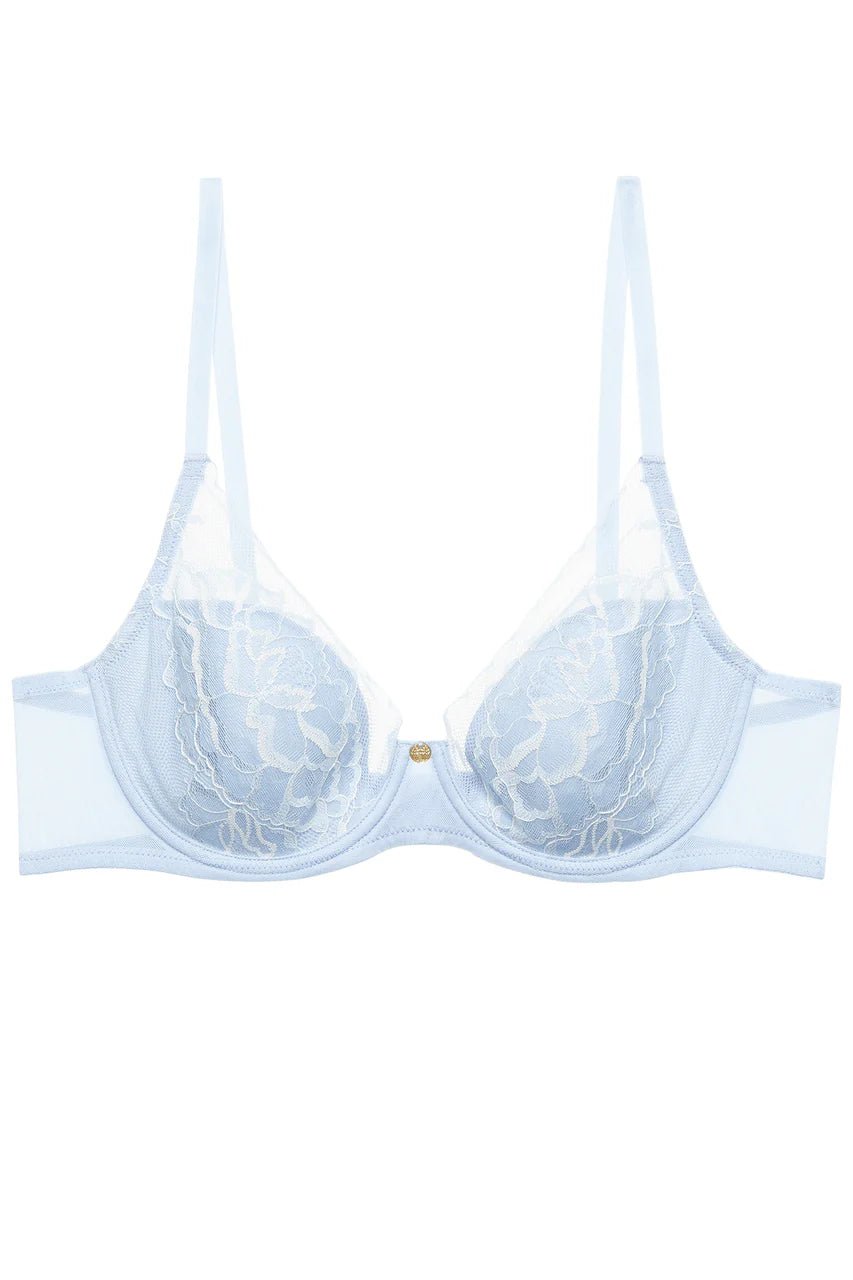 Natori Flora Contour Underwire Bra - Blue Mist/Ivory, Hibiscus