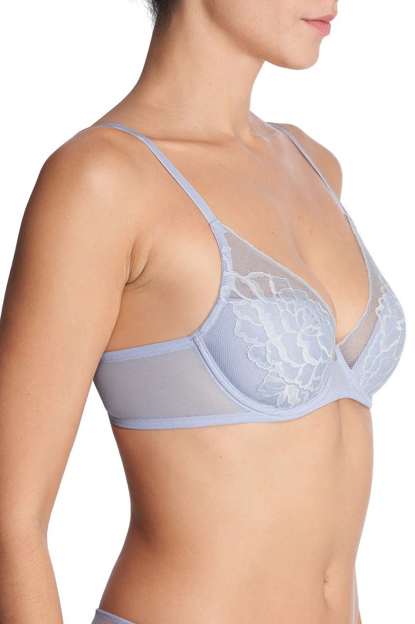 Natori Flora Contour Underwire Bra - Blue Mist/Ivory, Hibiscus