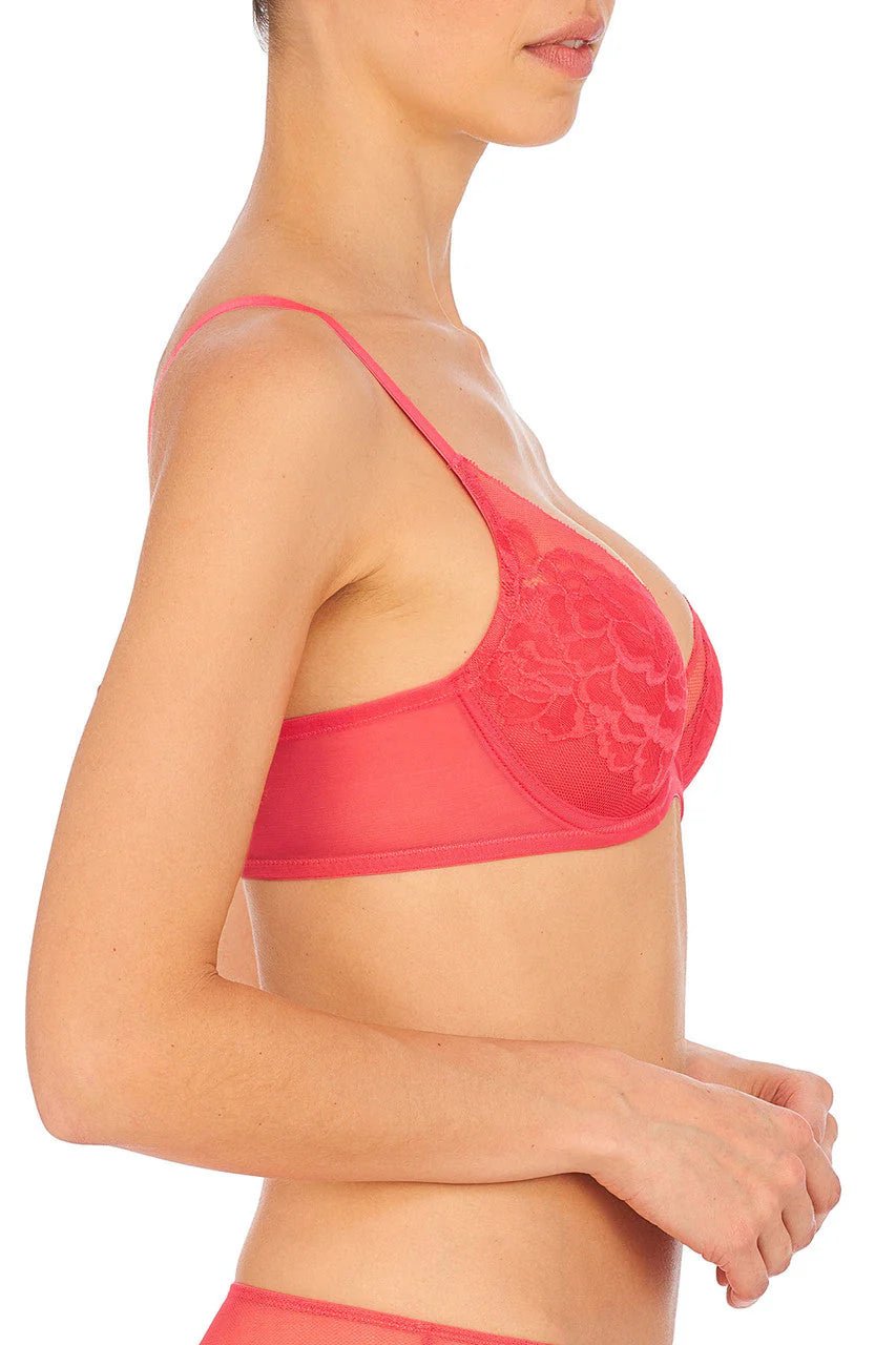 Natori Flora Contour Underwire Bra - Blue Mist/Ivory, Hibiscus