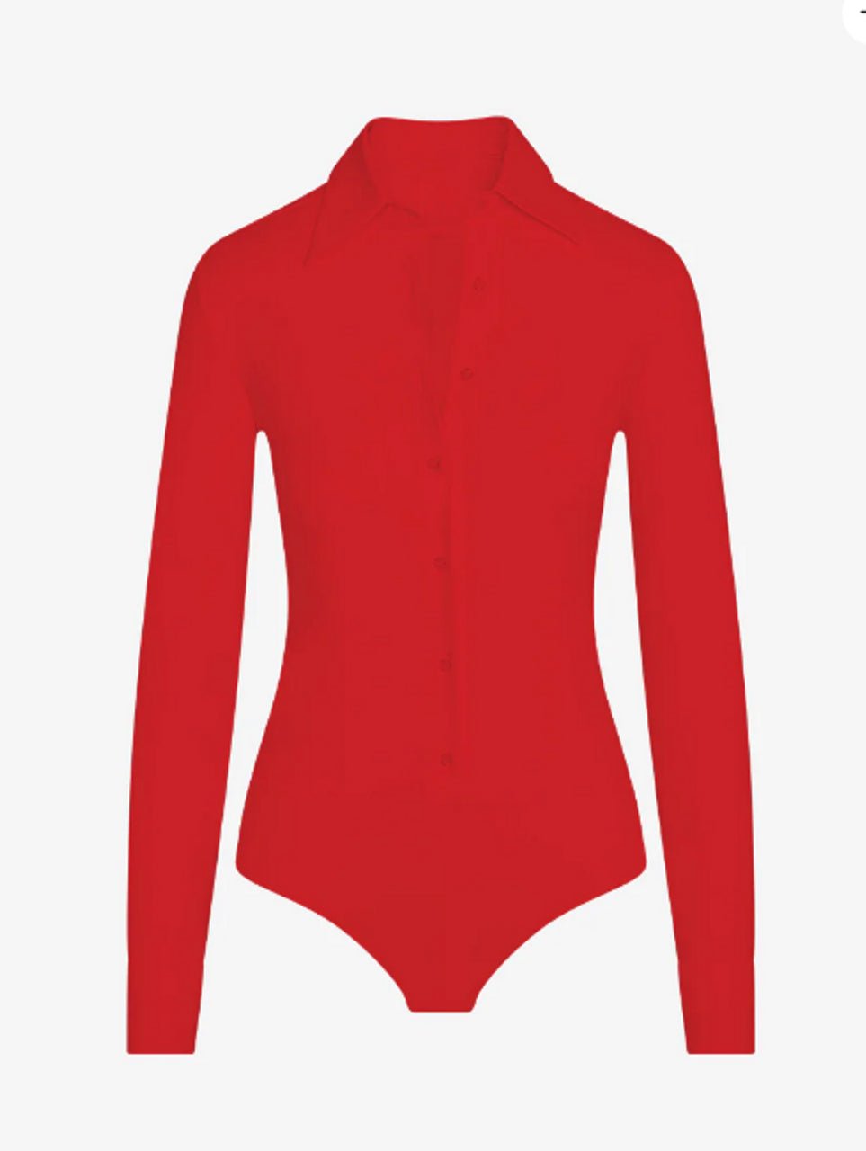 Commando Classic Button Down Bodysuit-Red