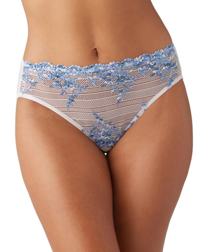 Wacoal Embrace Lace® Hi-Cut Brief - Pastel Parchment/Blue Multi