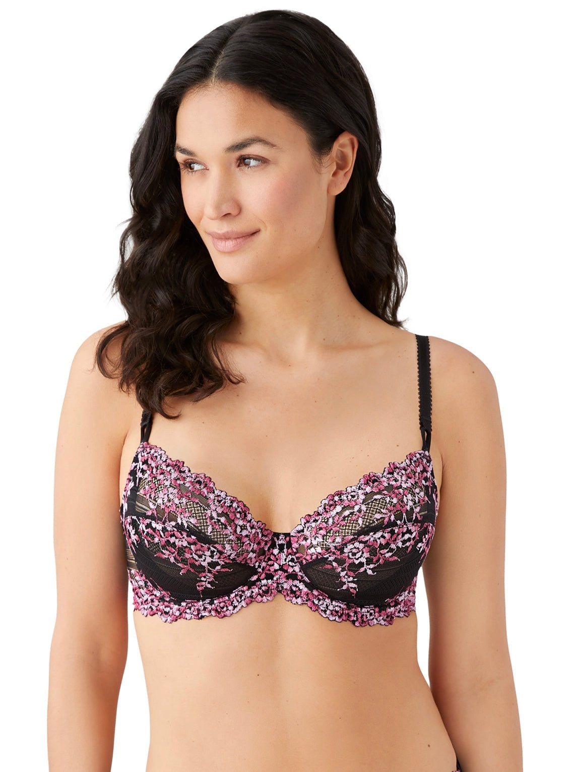 Wacoal Embrace Lace Underwire Bra-Black/Berry Multi