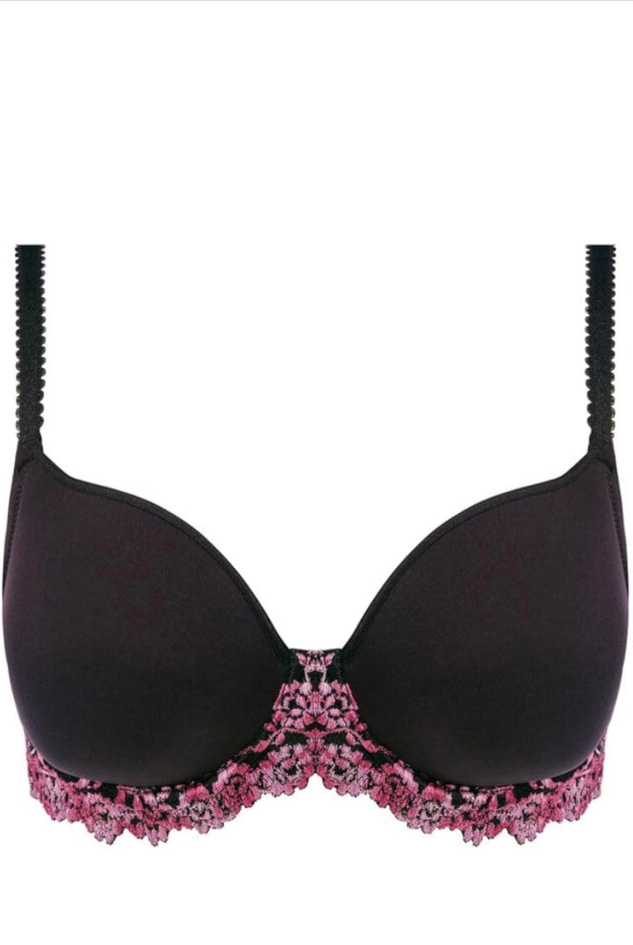 Wacoal Embrace Lace Contour T-Shirt Bra-Black/ Berry Multi