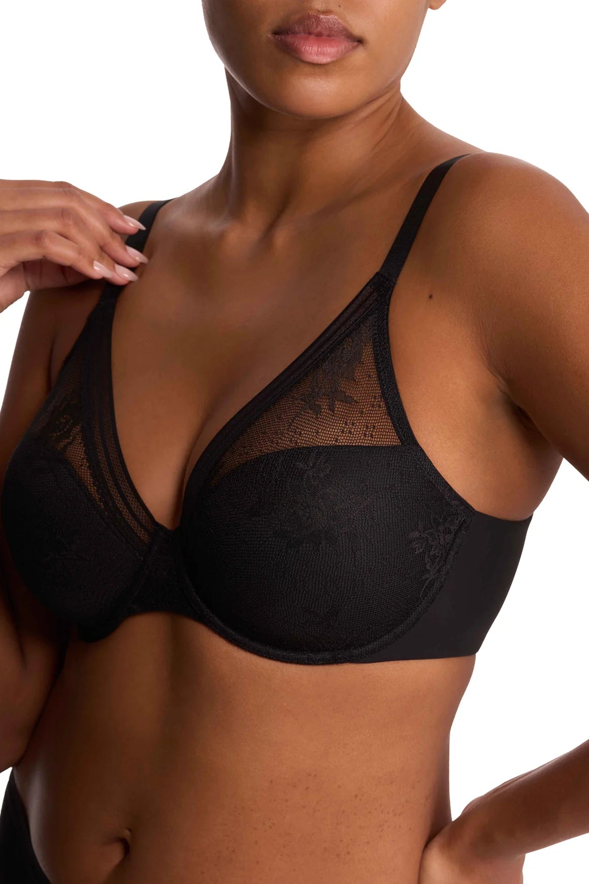 Natori Love Lace Back Smoothing Plunge T-Shirt Bra - Black