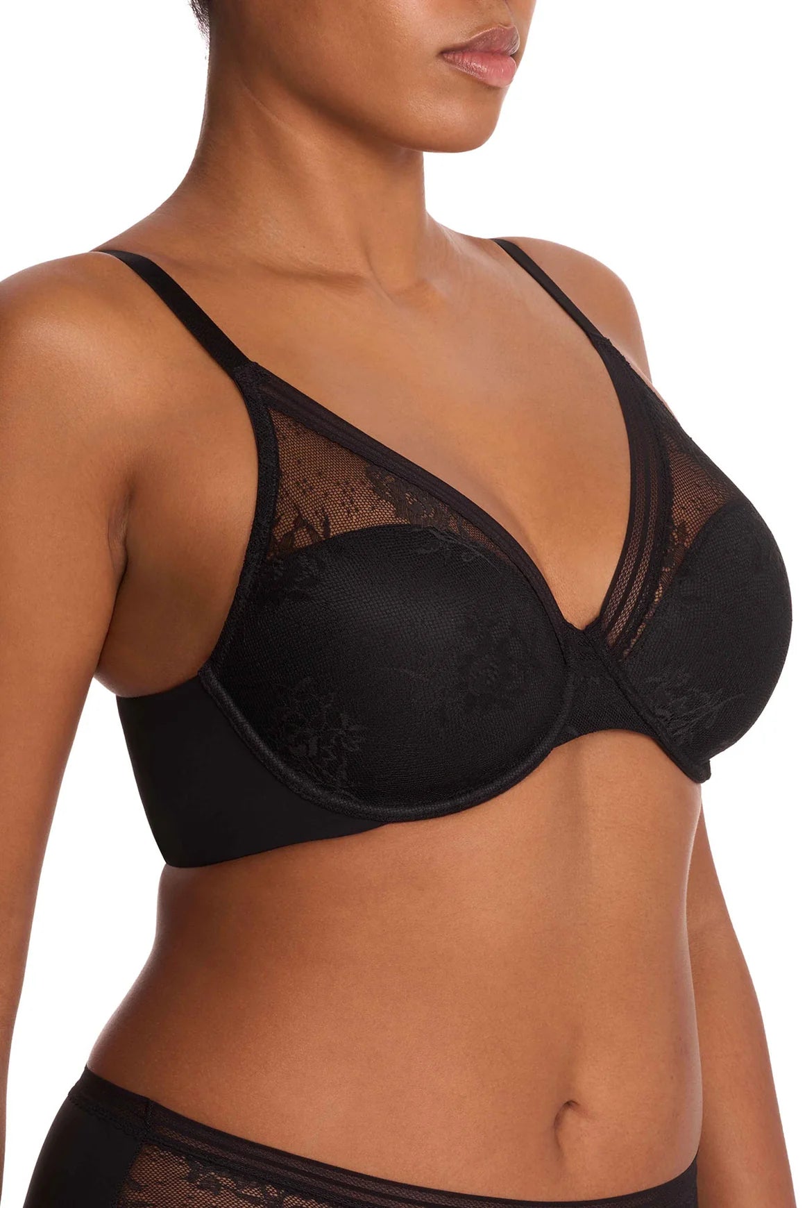 Natori Love Lace Back Smoothing Plunge T-Shirt Bra - Black