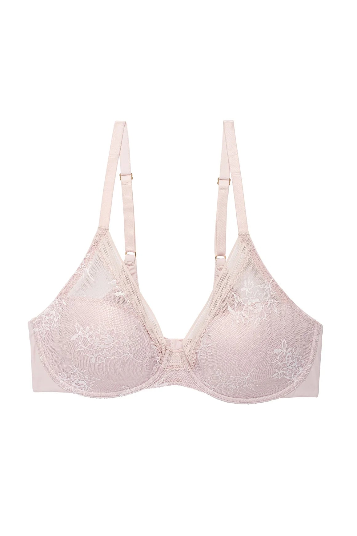 Natori Love Lace Back Smoothing Plunge T-Shirt Bra - Pink Pearl/Warm White
