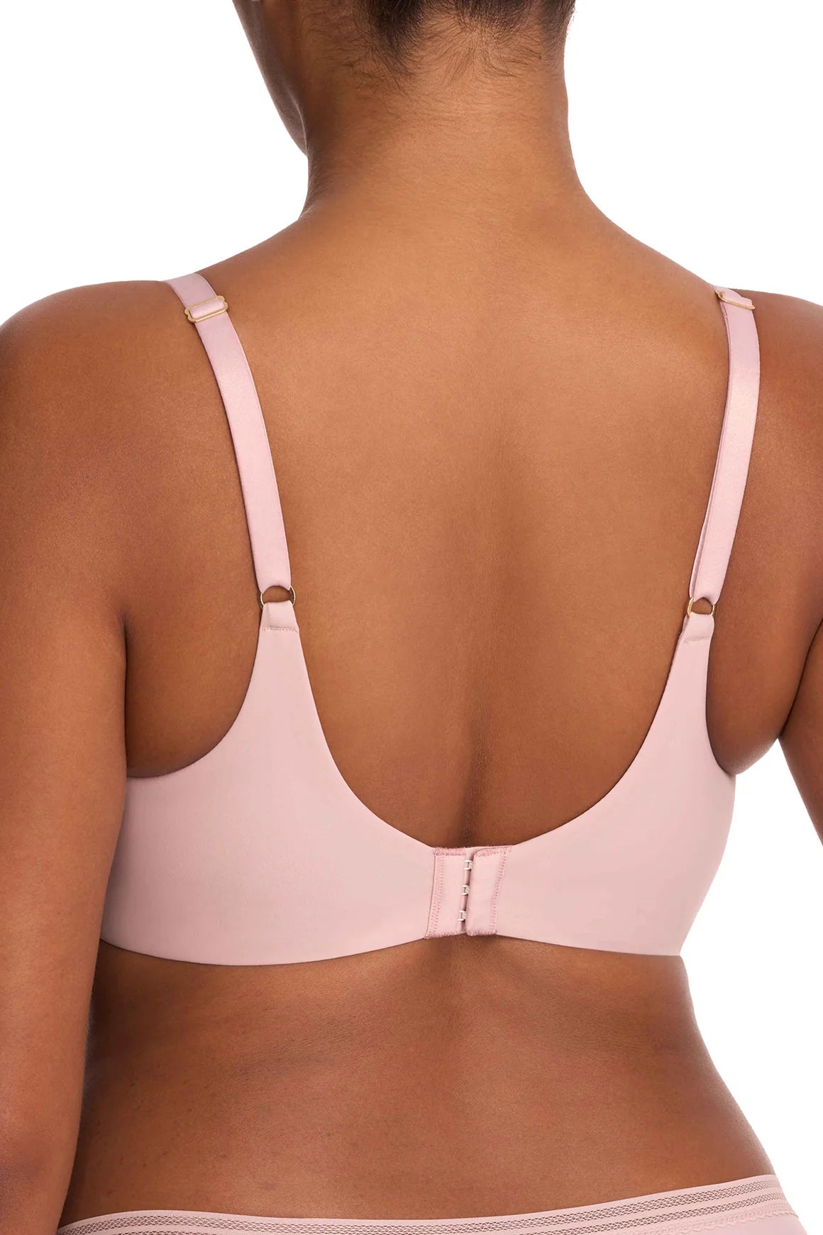 Natori Love Lace Back Smoothing Plunge T-Shirt Bra - Pink Pearl/Warm White