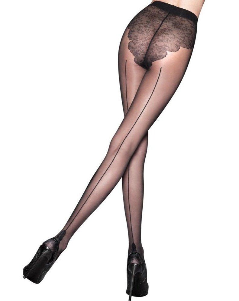 Pretty Polly Flirty Collection Backseam Tights with Detailed Pant