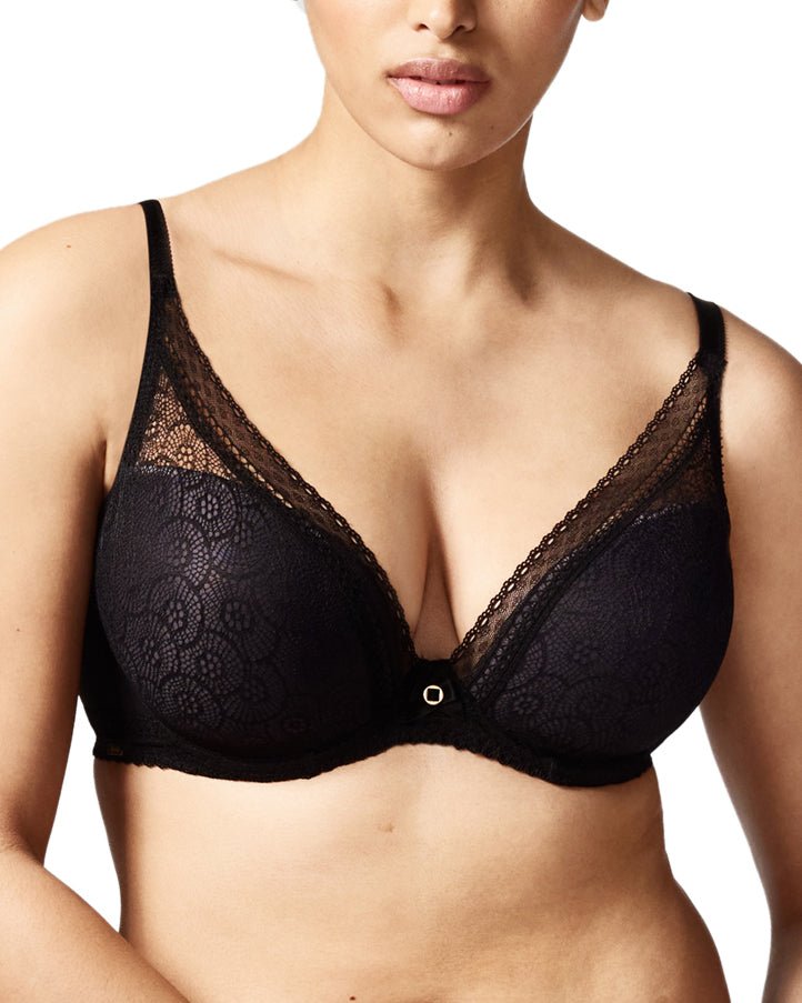 Chantelle Festivité Lace Plunge Bra - Black