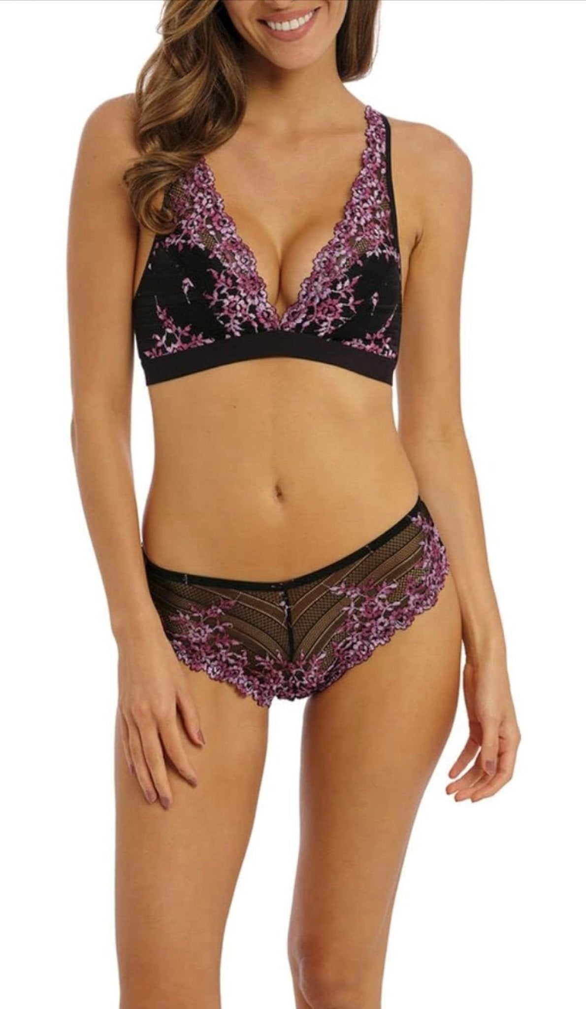 Wacoal Embrace Lace Wire Free Bra-Black/ Berry Multi