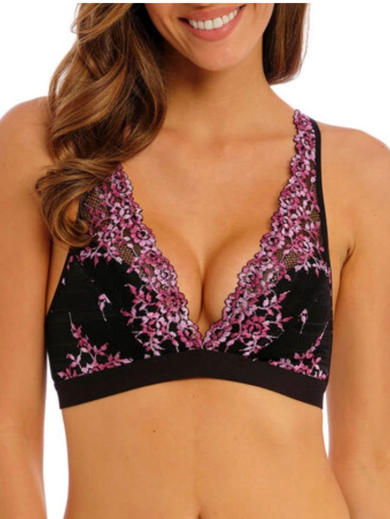 Wacoal Embrace Lace Wire Free Bra-Black/ Berry Multi